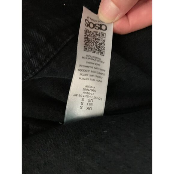 ASOS Black Denim 3/4 Sleeves Open front Cardigan Size Med - Picture 8 of 11